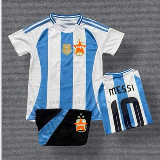 Bộ Quần Áo Bóng Đá Trẻ Em Đội Tuyển Argentina 2024 In Messi - Vải Mè Kim