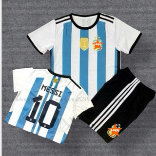 Bộ Quần Áo Bóng Đá Trẻ Em Đội Tuyển Argentina 2024 In Messi - Vải Mè Kim