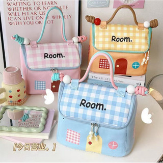 Túi trang điểm hình nhà với nhiều ngăn tiện lợi và tay xách, giao hàng miễn phí! 🌟Hạo Khoa shop