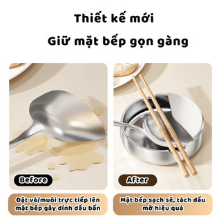 Khay Gác Muôi Vá Inox 304 LIFE, Giá Đỡ Đũa Thìa Nhà Bếp Chống Dính Dầu Giữ Mặt Bếp Sạch Sẽ - KGM01