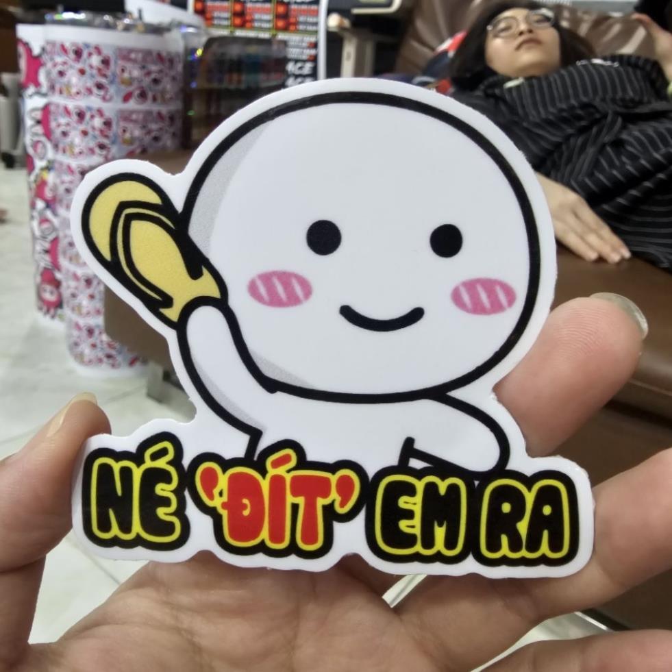 Tem logo sticker né em ra dễ thương vui nhộn dán trang trí xe máy xe ...