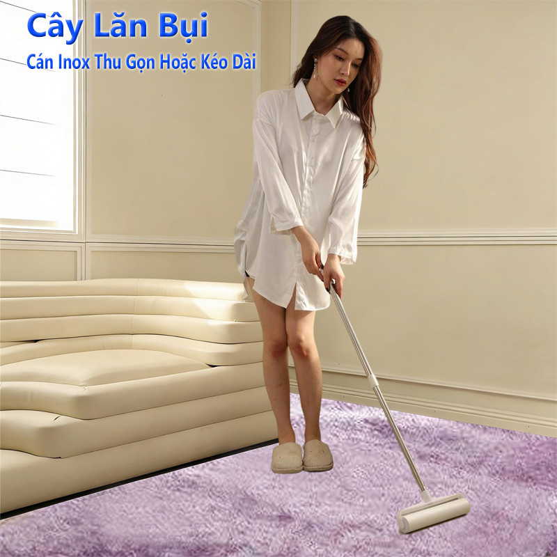 Combo-24cm*Dài93cm Cây Lăn Bụi Cán Dài Inox Thu Gọn, Làm Sạch Quần Áo,lăn Giường,Siêu Tiện Dụng】