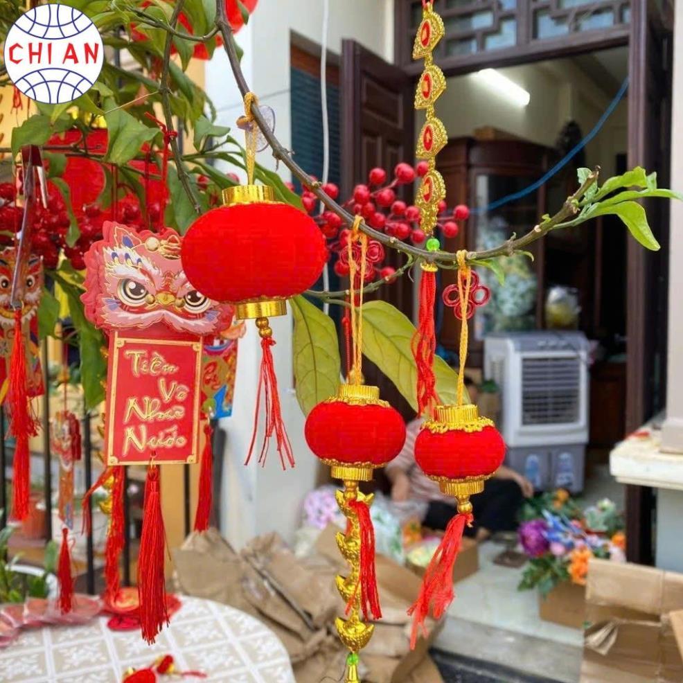 Sỉ Túi 16-30 quả cầu đỏ nhung treo tết, phụ kiện trang trí cây mai, cây đào tết Bính Ngọ 2026