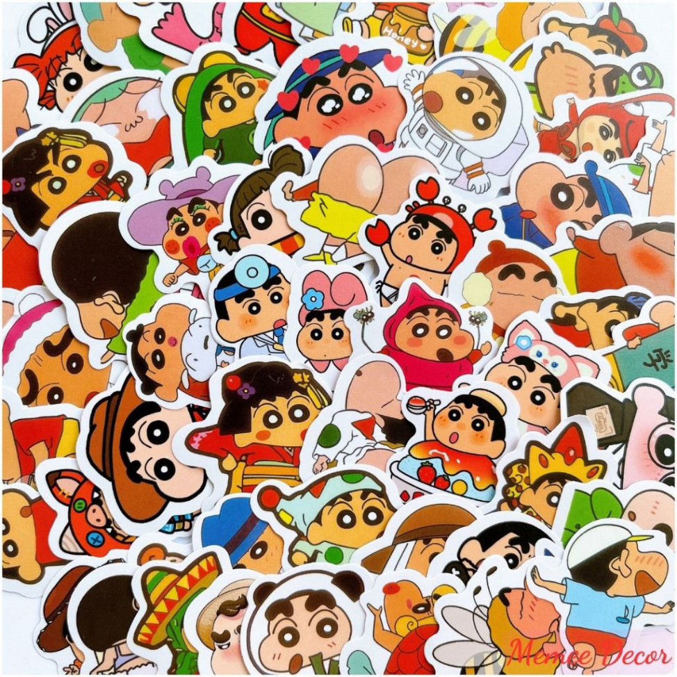 Bộ 100 sticker hoạt hình shin-chan sticker cậu bé bút chì trang trí dễ ...