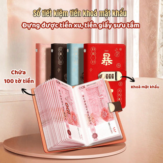 Sổ Đựng Tiền Tiết Kiệm Có Khoá Mật Mã, Sổ Cất Tiền Bằng Da Cao Cấp Đựng Được 100 Tờ Bảo Mật Chống Rơi - HTKT02