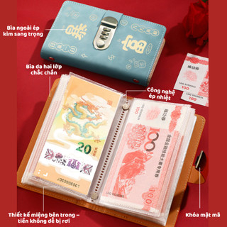 Sổ Đựng Tiền Tiết Kiệm Có Khoá Mật Mã, Sổ Cất Tiền Bằng Da Cao Cấp Đựng Được 100 Tờ Bảo Mật Chống Rơi - HTKT02