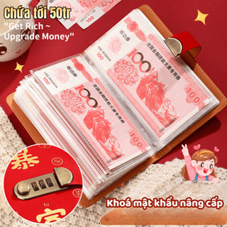 Sổ Đựng Tiền Tiết Kiệm Có Khoá Mật Mã, Sổ Cất Tiền Bằng Da Cao Cấp Đựng Được 100 Tờ Bảo Mật Chống Rơi - HTKT02