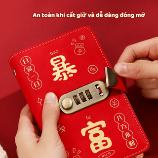 Sổ Đựng Tiền Tiết Kiệm Có Khoá Mật Mã, Sổ Cất Tiền Bằng Da Cao Cấp Đựng Được 100 Tờ Bảo Mật Chống Rơi - HTKT02