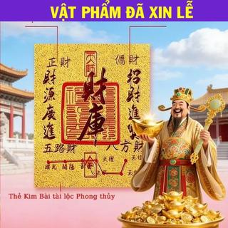 < đã khaii quangg > Lá Vàng Tài Lộc- Thẻ Kim bài Tài Lộc (Đã xiin lộc) bình an , có keo dán mặt sau