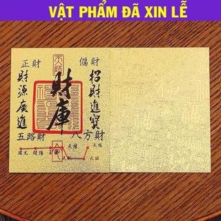 < đã khaii quangg > Lá Vàng Tài Lộc- Thẻ Kim bài Tài Lộc (Đã xiin lộc) bình an , có keo dán mặt sau