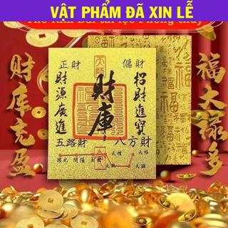 < đã khaii quangg > Lá Vàng Tài Lộc- Thẻ Kim bài Tài Lộc (Đã xiin lộc) bình an , có keo dán mặt sau