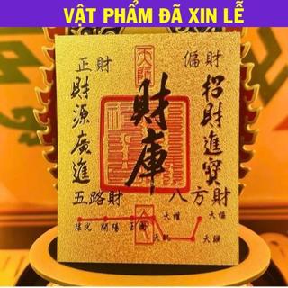 < đã khaii quangg > Lá Vàng Tài Lộc- Thẻ Kim bài Tài Lộc (Đã xiin lộc) bình an , có keo dán mặt sau