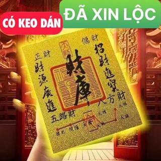 Lá Vàng Tài Lộc- Thẻ Kim bài Tài Lộc (Đã xiin lộc) bình an , có keo dán mặt sau