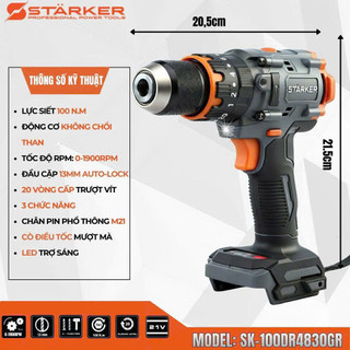 Thân Máy Khoan Pin Stärker 21V Không Chổi Than, Dùng Pin Hệ M21 – SK-100DR4830GR