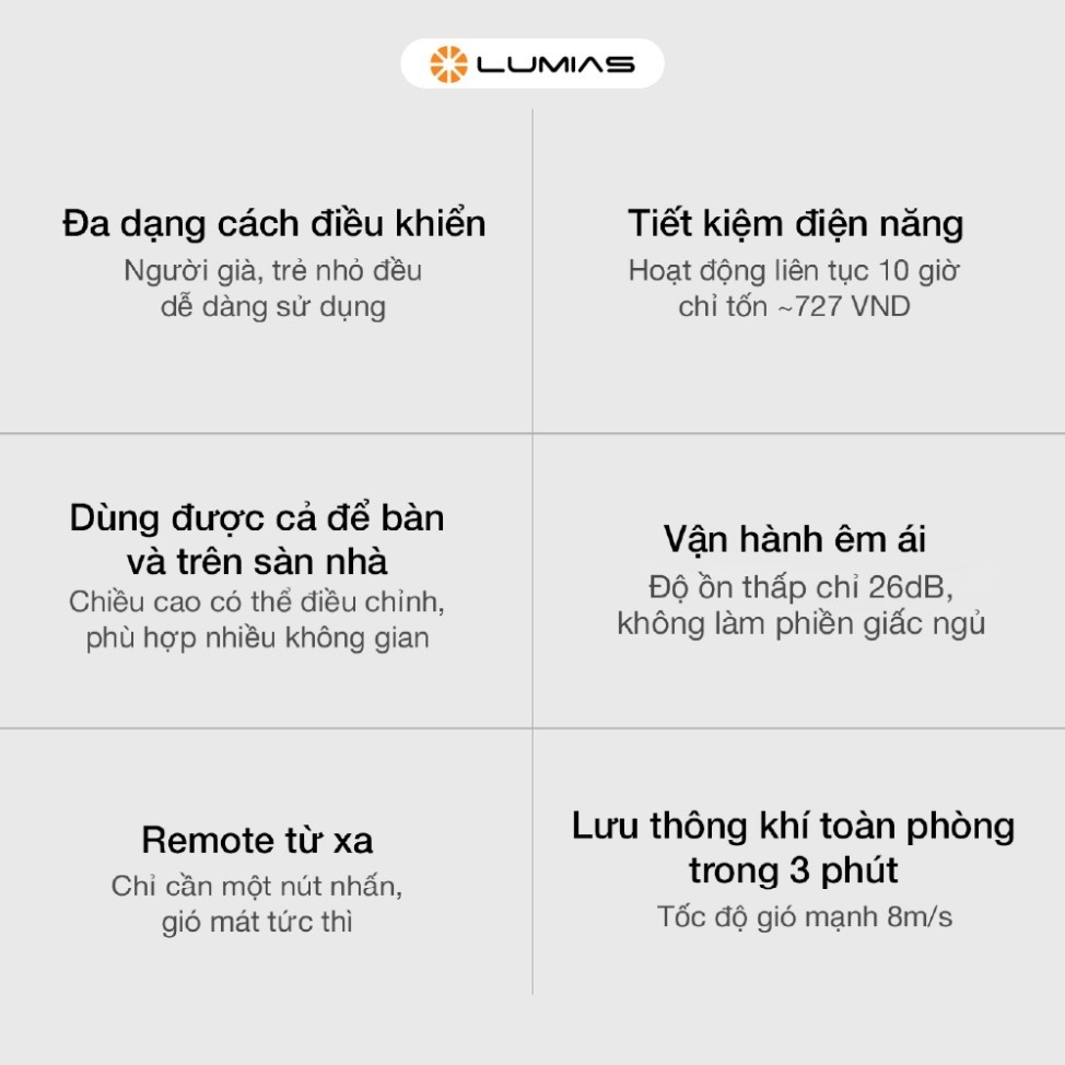 Quạt Cây Thông Minh Lumias F09 - 29W, 8 Cấp Độ Gió - BH 12 Tháng