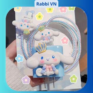 [Thỏ Trắng vương miện] Bộ phụ kiện bảo vệ củ sạc và cáp sạc cho iphone PD18/20W bằng silicon cao cấp RABBI