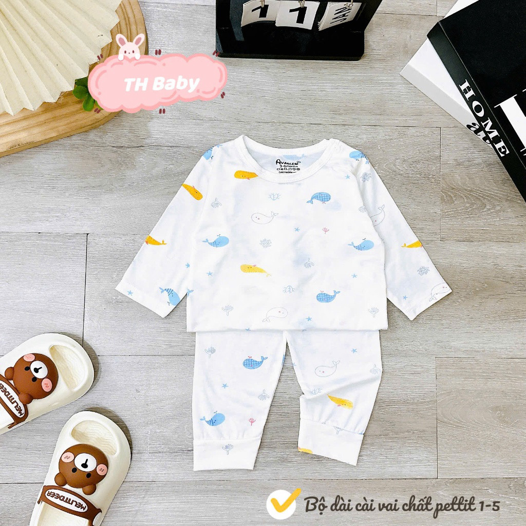 [Loại Đẹp] COMBO 3/5 BỘ DÀI TAY CHẤT PEPTIT CAO CẤP NỀN TRẮNG IN HỌA TIẾT CHO BÉ 3-13KG