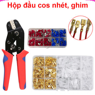 Hộp Đầu Cos ghim đực cái 15A 2.8 / 4.8 / 6.3 mạ vàng, kìm bấm cos mua riêng