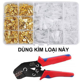 Hộp Đầu Cos ghim đực cái 15A 2.8 / 4.8 / 6.3 mạ vàng, kìm bấm cos mua riêng