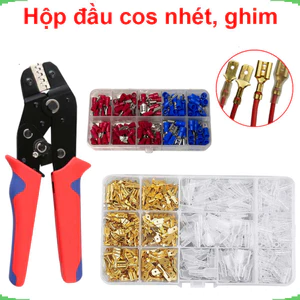 Hộp Đầu Cos ghim đực cái 15A 2.8 / 4.8 / 6.3 mạ vàng, kìm bấm cos mua riêng