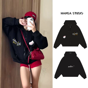 Áo Hoodie Nữ Zip Form Boxy – Thêu Chữ Nổi Stay Positive Cá Tính MANIA 2025