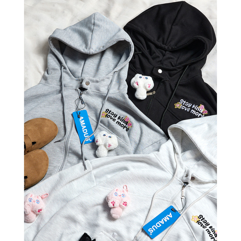 Áo Hoodie Nữ Zip Form Boxy – Thêu Chữ Nổi Stay Positive Cá Tính MANIA  2025