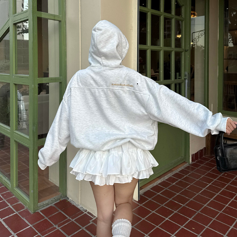 Áo Hoodie Nữ Zip Form Boxy – Thêu Chữ Nổi Stay Positive Cá Tính MANIA  2025