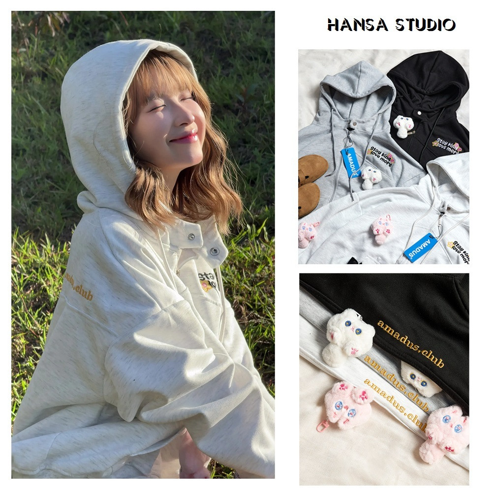 Áo Hoodie Nữ Zip Form Boxy – Thêu Chữ Nổi Stay Positive Cá Tính MANIA  2025