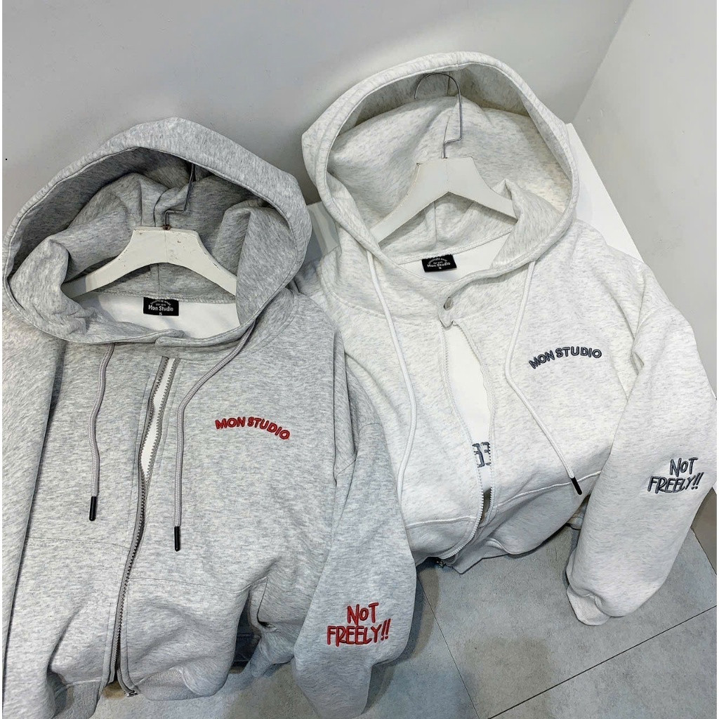 Mania_store//Áo Hoodie Zip Boxy MonStudio – Nỉ Dày Ấm, Thêu Nổi Cao Cấp, Streetwear Unisex Cực Chất  2025