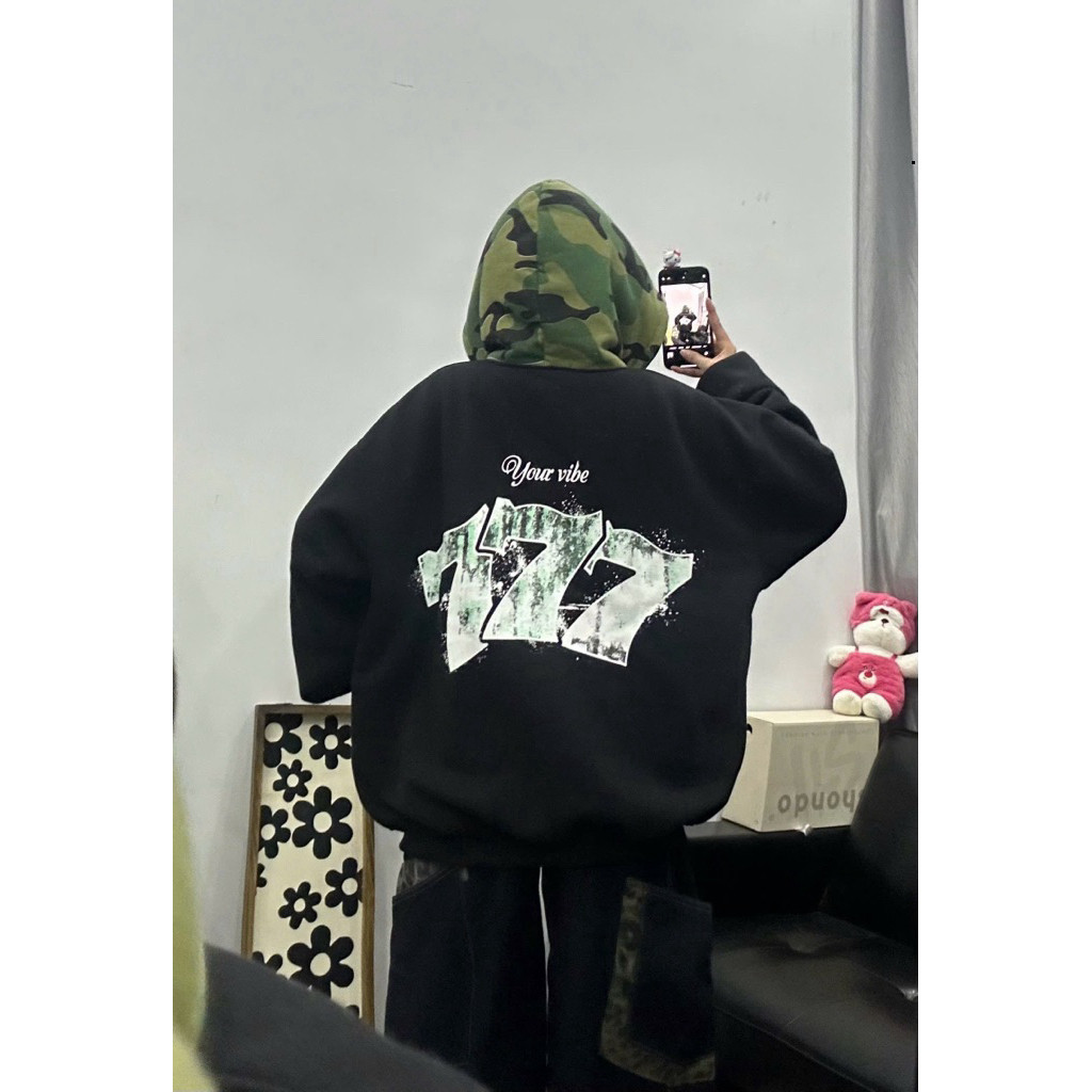 Áo Hoodie Zip Camo VibeWear – Form Rộng Streetwear Unisex MANIA  2025