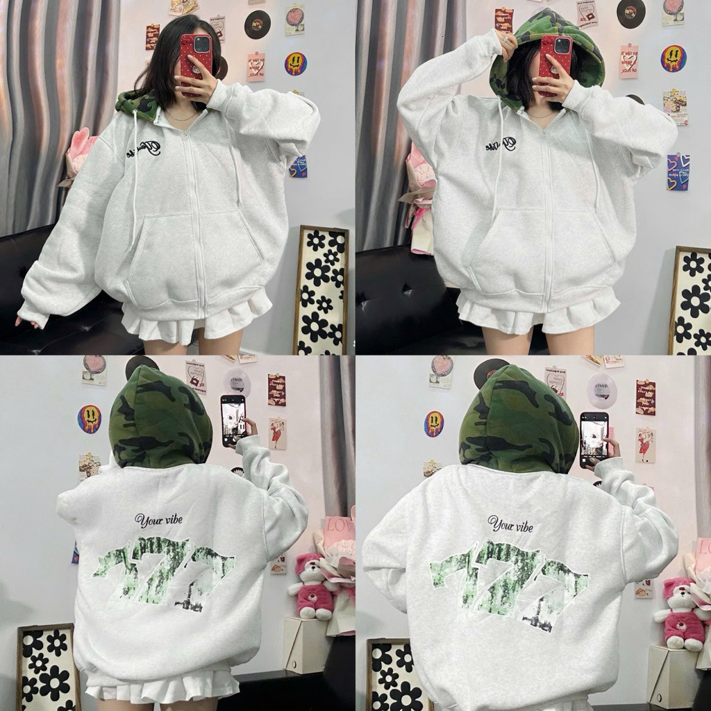 Áo Hoodie Zip Camo VibeWear – Form Rộng Streetwear Unisex MANIA  2025