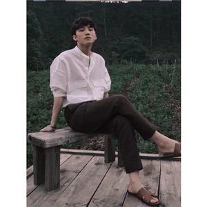 🔥HOT🔥 Áo Sơ Mi Linen Oxford Dài Tay Đũi Nam Trắng Đen Boy Local Brand Sơn Tùng MTP Cổ Tàu Nam 2 Túi Ngực Maniashop 20