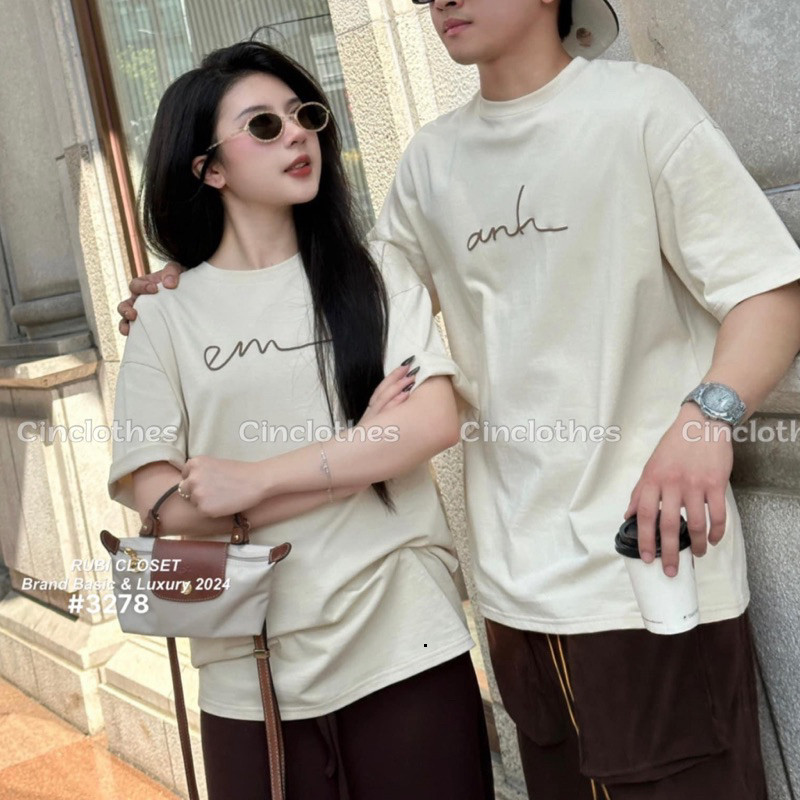 Áo Thun Cặp Đôi Nam Nữ Chất COTTON In Chữ Anh và Em Mặc Cùng Người Yêu Áo Phông Tay Lỡ, Set Đồ Bộ Xinh Xắn Maniashop  20