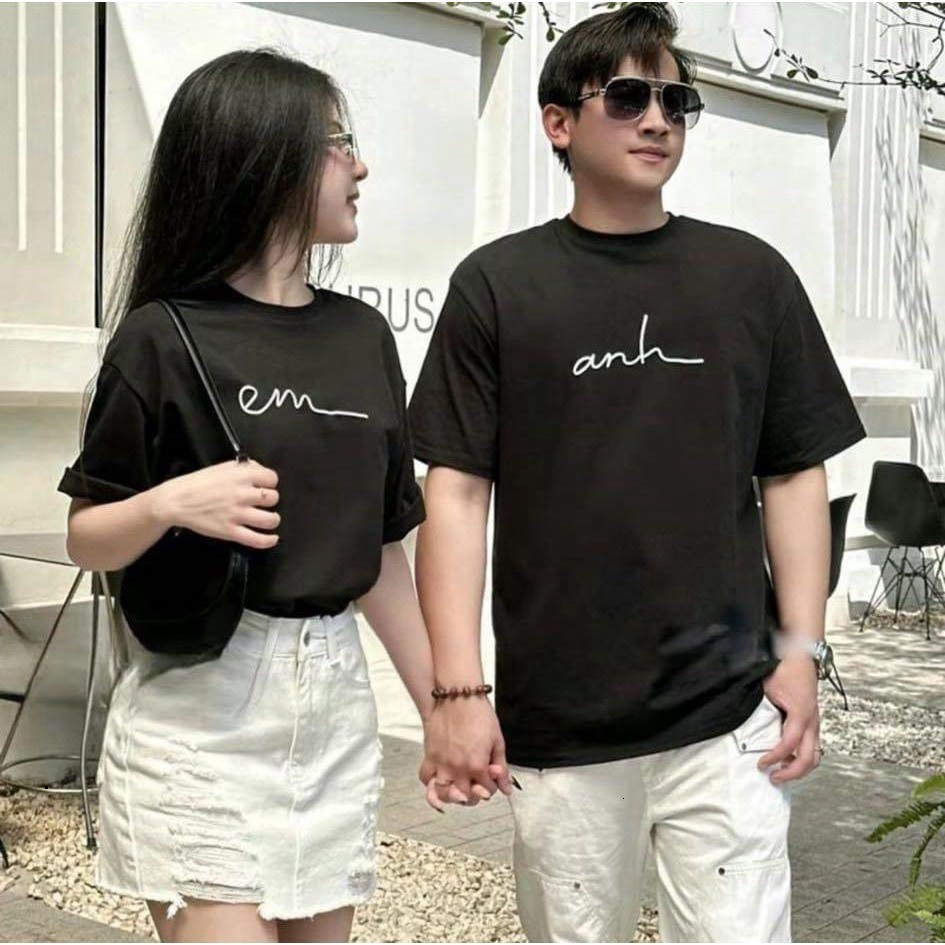 Áo Thun Cặp Đôi Nam Nữ Chất COTTON In Chữ Anh và Em Mặc Cùng Người Yêu Áo Phông Tay Lỡ, Set Đồ Bộ Xinh Xắn Maniashop  20