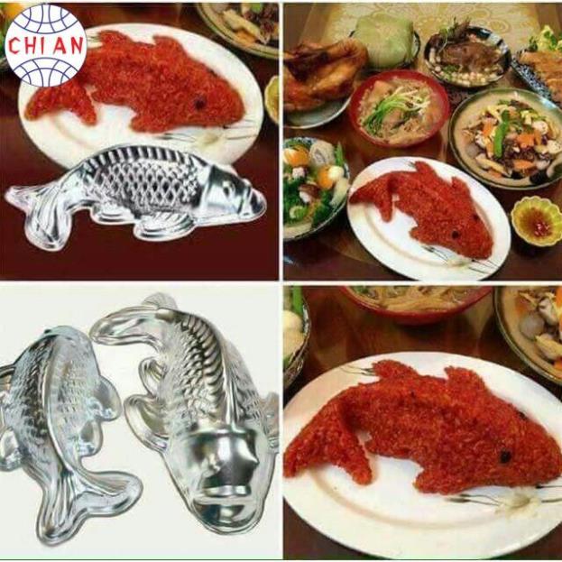 Khuôn cá chép nhôm – đóng xôi, thạch, bánh Trung Thu, nhiều cỡ, hoạ tiết sắc nét