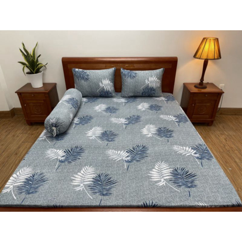 Bộ ga giường thun lạnh Hàn Quốc cao cấp 4 món gồm drap giường 2 áo gối nằm 1 áo gối ôm