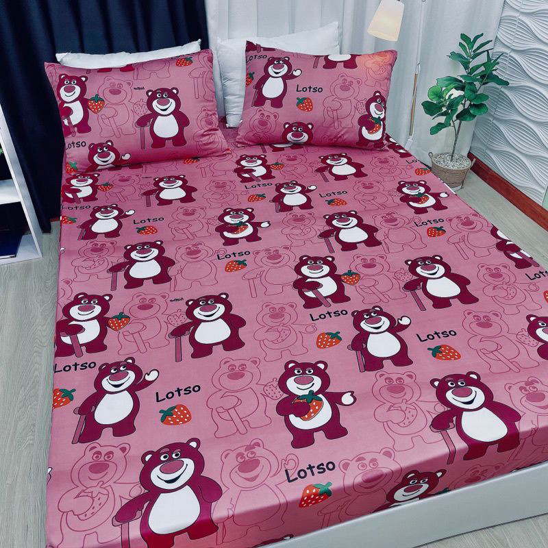 Bộ ga giường thun lạnh Hàn Quốc cao cấp 4 món gồm drap giường 2 áo gối nằm 1 áo gối ôm