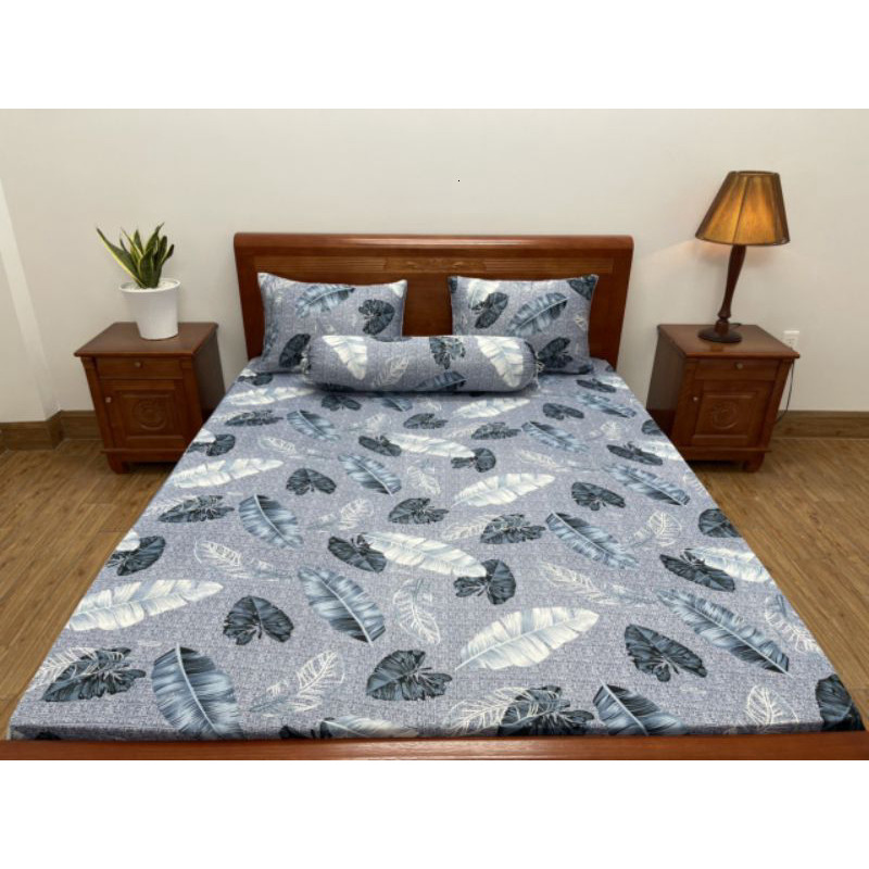 Bộ ga giường thun lạnh Hàn Quốc cao cấp 4 món gồm drap giường 2 áo gối nằm 1 áo gối ôm