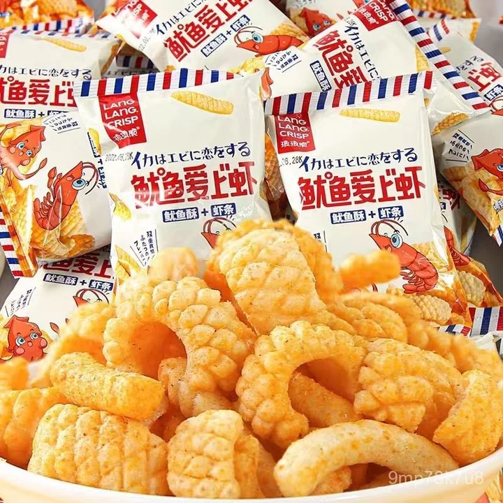 Đồ ăn vặt giòn, khoai tây chiên mực, que tôm, khoai tây chiên tôm nổi tiếng, đồ ăn vặt nổi tiếng, đồ ăn vặt cho ký túc x