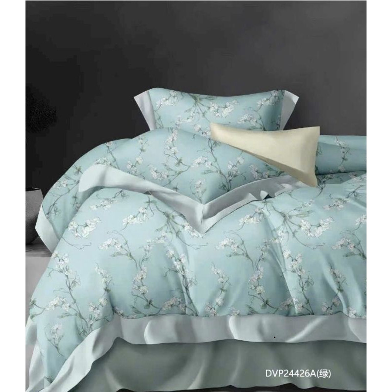 Bộ ga giường Tencel lụa cao cấp 4 món mát lạnh thoáng khí áo gối ôm có dây kéo chắc chắn