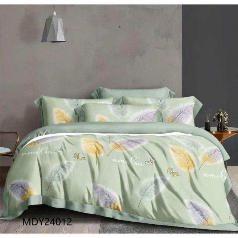 Bộ ga giường Tencel lụa cao cấp 4 món mát lạnh thoáng khí áo gối ôm có dây kéo chắc chắn