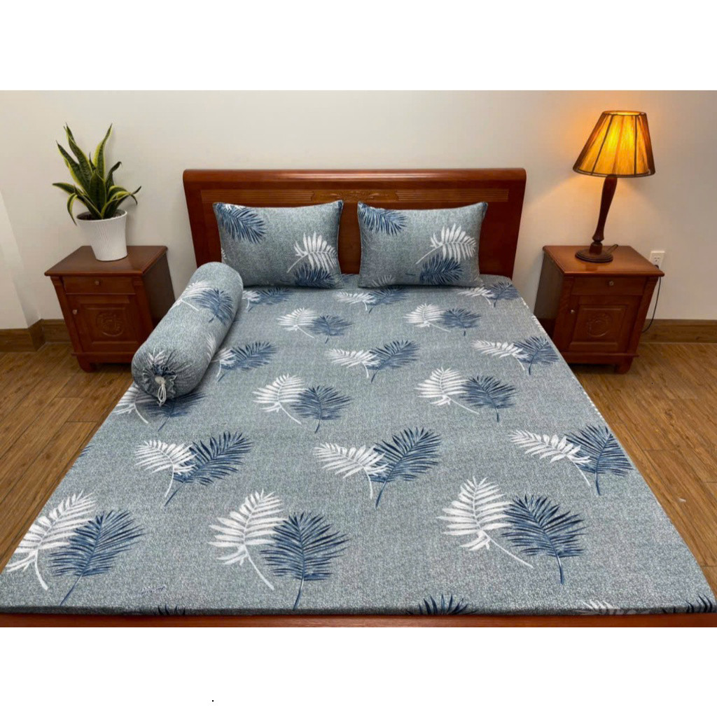 Bộ ga giường ÔM KHOÁ KÉO thun lạnh Hàn Quốc cao cấp 4 món gồm drap giường 2 áo gối nằm 1 áo gối ôm TTT