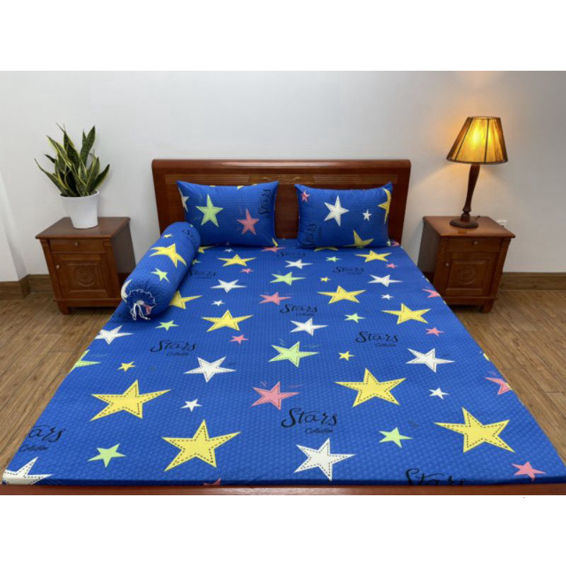 Bộ drap giường thun lạnh in 3D Hàn Quốc 4 món họa tiết sắc nét chất vải mềm mát co giãn