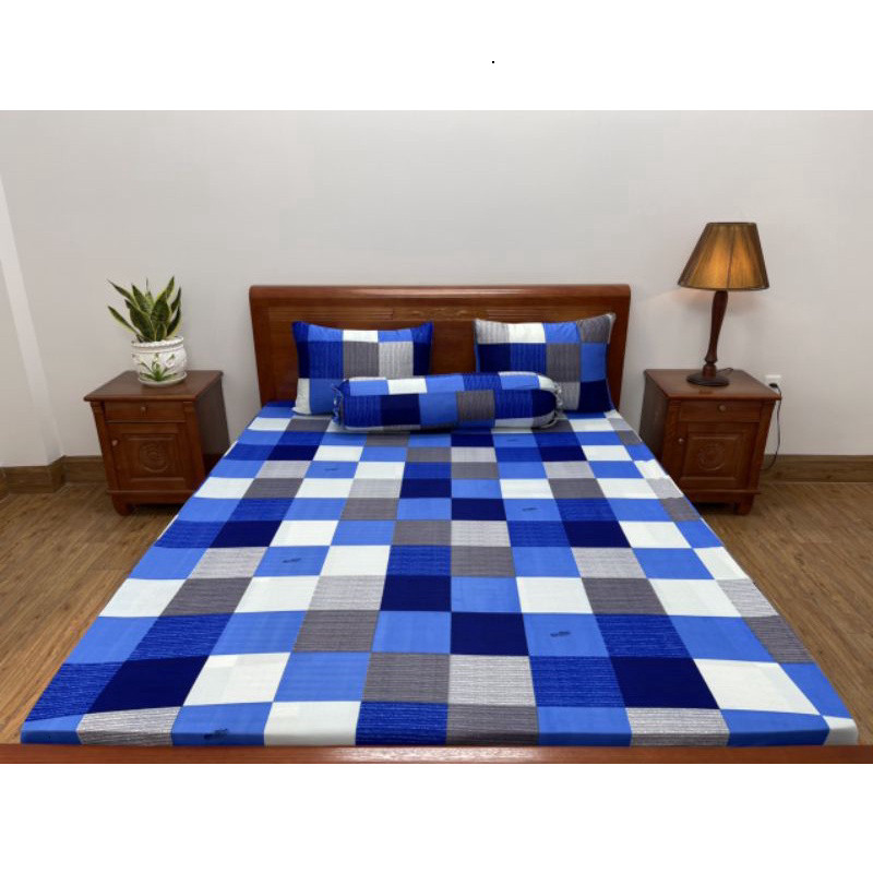 Bộ ga giường thun lạnh 4 món in 3D Hàn Quốc họa tiết sắc nét chất vải mềm mát co giãn