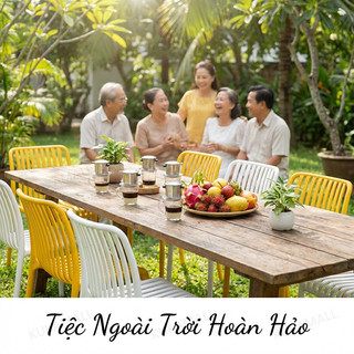 KUKA Ghế Sân Vườn Nhựa PP Chống Nước Chống Nắng Không Phai Màu Thiết Kế Nan Dọc Thoáng Khí Êm