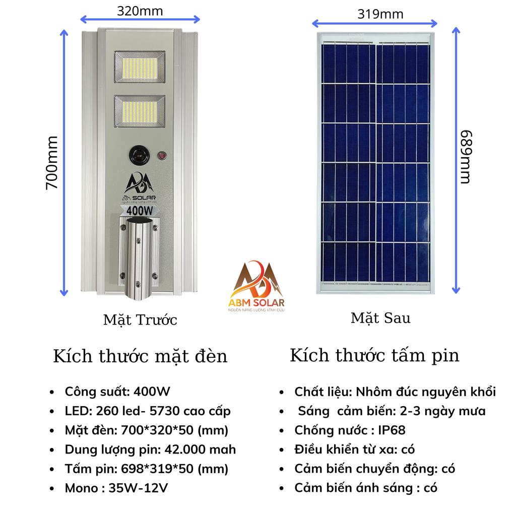 Đèn Công Trình Năng Lượng Mặt Trời ABMSOLAR 1000W, Vỏ Nhôm Đúc Nguyên Khối, Pin 100.000mAh, Chống Nước IP68, Remote Tiện
