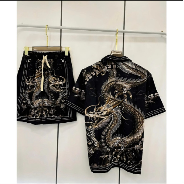 Bộ Đồ Nam Quần short + Áo Chất liệu vải lụa mềm mịn thoáng mát họa tiết rồng nhật đi biển đi chơi đi du lịch  2025