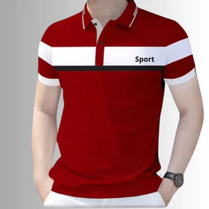 Áo POLO phối ngực thể thao trẻ trung sang trọng chất CVC cá sấu Nam Menswear Thun Có Cổ 2025