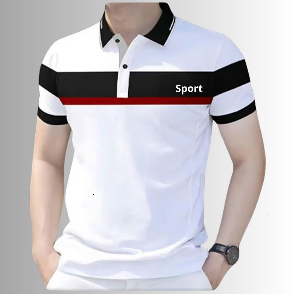 Áo POLO phối ngực thể thao trẻ trung sang trọng chất CVC cá sấu Nam Menswear Thun Có Cổ  2025