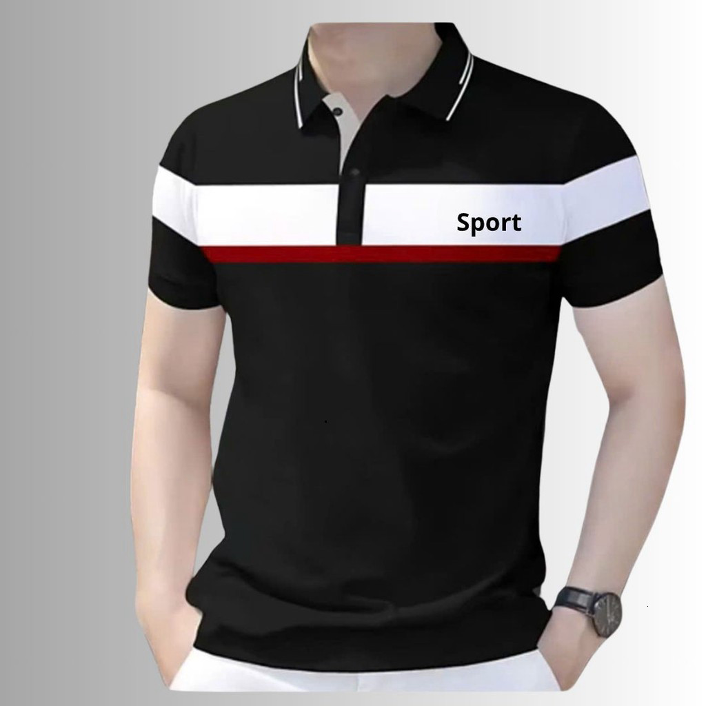 Áo POLO phối ngực thể thao trẻ trung sang trọng chất CVC cá sấu Nam Menswear Thun Có Cổ  2025